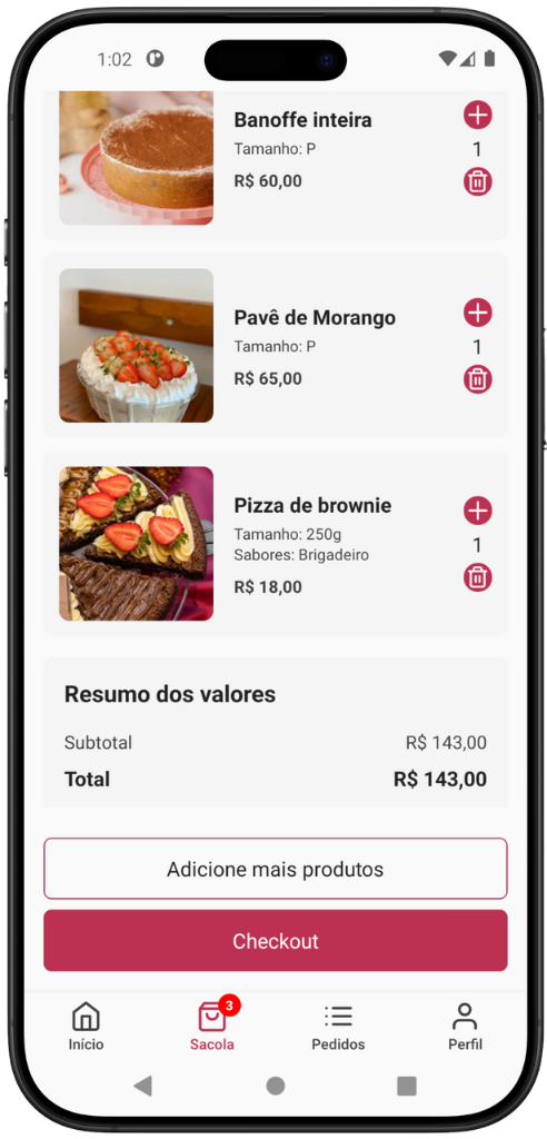 Preview do aplicativo Tem Sobremesa